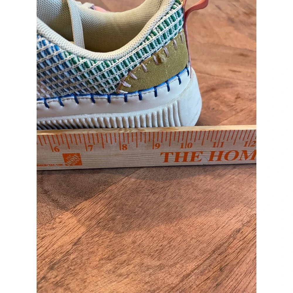 Multi-Color Woven Platform Sneakers Blanket Stitch Boutique Shoes 8.5